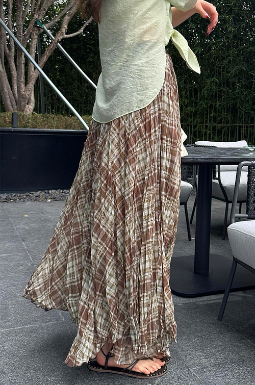 Max Mara Terra Plaid Whisper Maxi Skirt