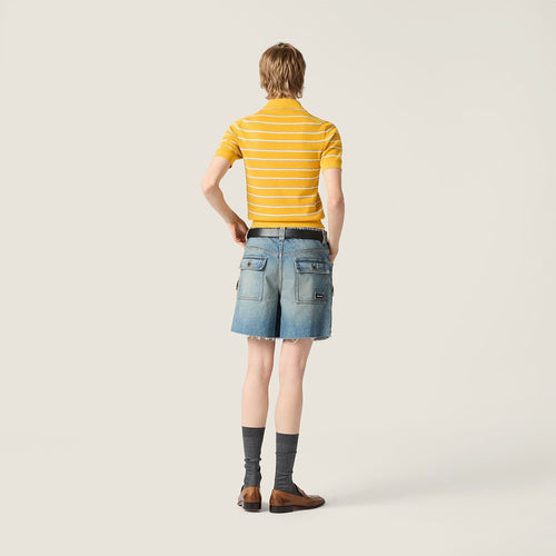 Miu Miu Soleil Stripe Knit Polo Top