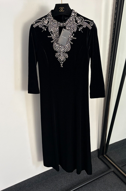 Dolce & Gabbana Regalia Embellished Velvet Midi Gown