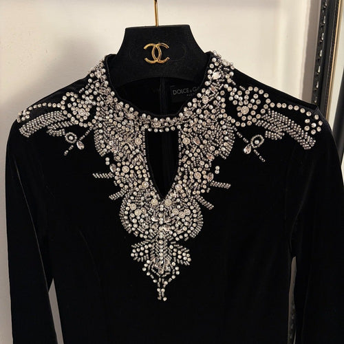 Dolce & Gabbana Regalia Embellished Velvet Midi Gown