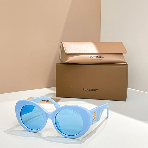Burberry Round Oversized Sunglasses with TB Monogram Temple Detail (Multiple Colors)