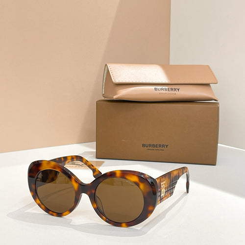 Burberry Round Oversized Sunglasses with TB Monogram Temple Detail (Multiple Colors)