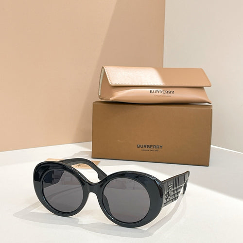 Burberry Round Oversized Sunglasses with TB Monogram Temple Detail (Multiple Colors)