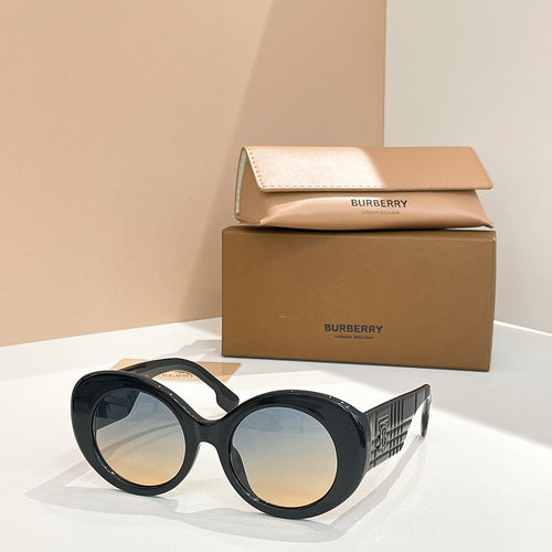 Burberry Round Oversized Sunglasses with TB Monogram Temple Detail (Multiple Colors)