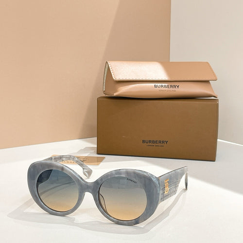 Burberry Round Oversized Sunglasses with TB Monogram Temple Detail (Multiple Colors)