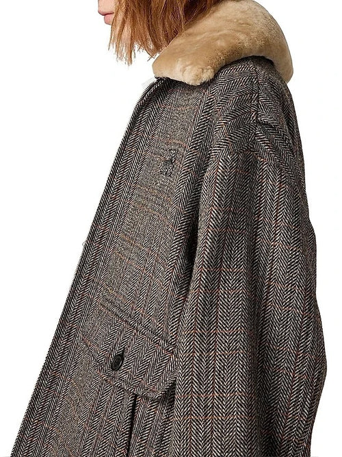 Miu Miu Alpine Plaid Shearling Zip Jacket