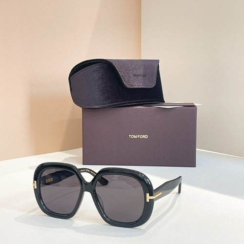 Tom Ford Georgia Oversized Square Sunglasses with Gold “T” Detail (Multiple Colors)