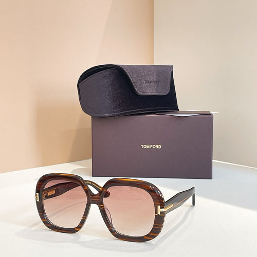 Tom Ford Georgia Oversized Square Sunglasses with Gold “T” Detail (Multiple Colors)