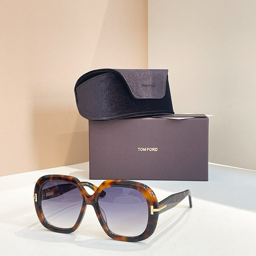 Tom Ford Georgia Oversized Square Sunglasses with Gold “T” Detail (Multiple Colors)