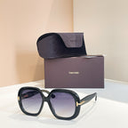 Tom Ford Georgia Oversized Square Sunglasses with Gold “T” Detail (Multiple Colors)
