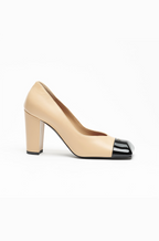Chanel Two-Tone Cap-Toe Block Heel Pumps