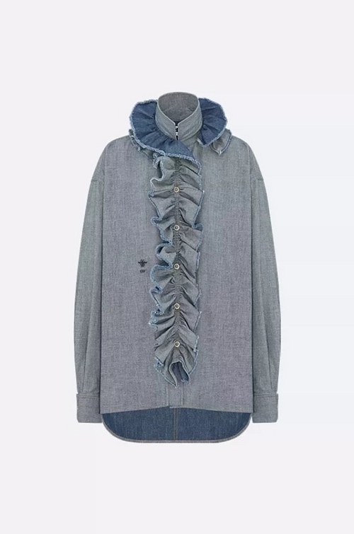 Dior Volant Rhapsodies Ruffle Denim Blouse