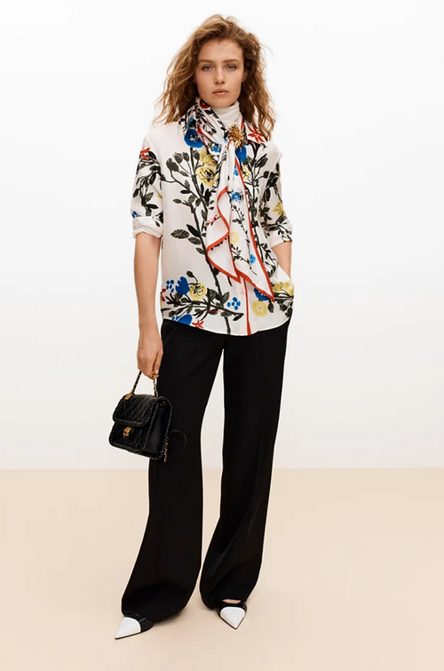 Chanel Jardin Étoilé Silk Blouse with Scarf Detail