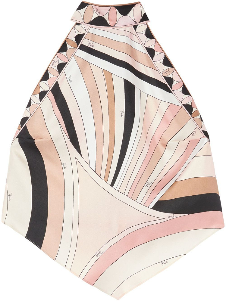 Emilio Pucci Blush Psychedelia Silk Halter Top – LUXE LIVING FASHIONS Emilio Pucci Blush Psychedelia Silk Halter Top – LUXE LIVING FASHIONS