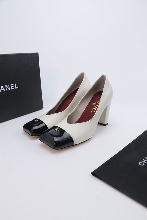 CHANEL – Éternelle Cap-Toe Block Heel Pumps