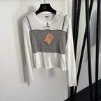 MIU MIU-Layered Illusion Knit Crop Top