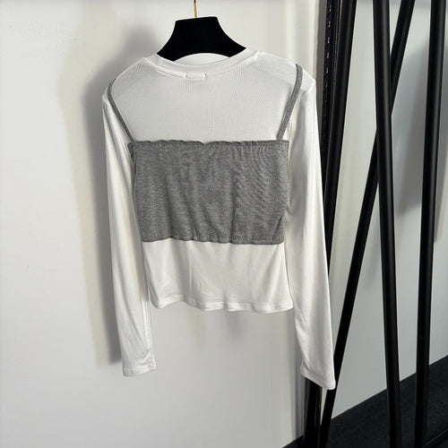 MIU MIU-Layered Illusion Knit Crop Top
