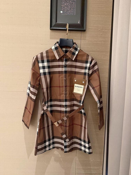 Burberry Élan Check Belted Shirt Dress