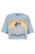 Balmain Paris Western Print Cotton Tee with Gold Button Detail (S–XL)