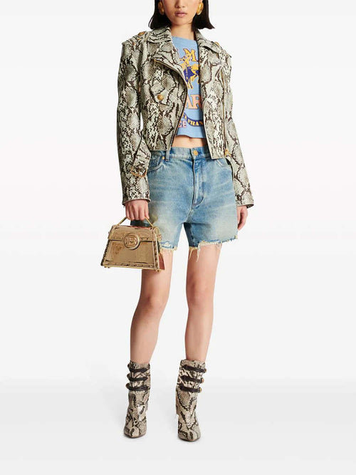 Balmain Paris Western Print Cotton Tee with Gold Button Detail (S–XL)