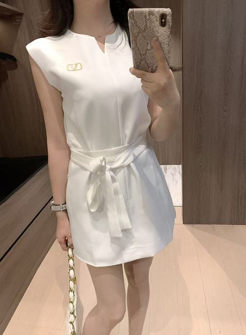 Valentino Épure Cintrée Sleeveless Tunic Mini Dress