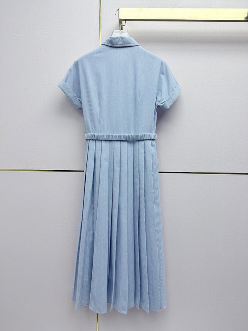 Miu Miu Ciel Plissé Shirt Dress-Belted Edition