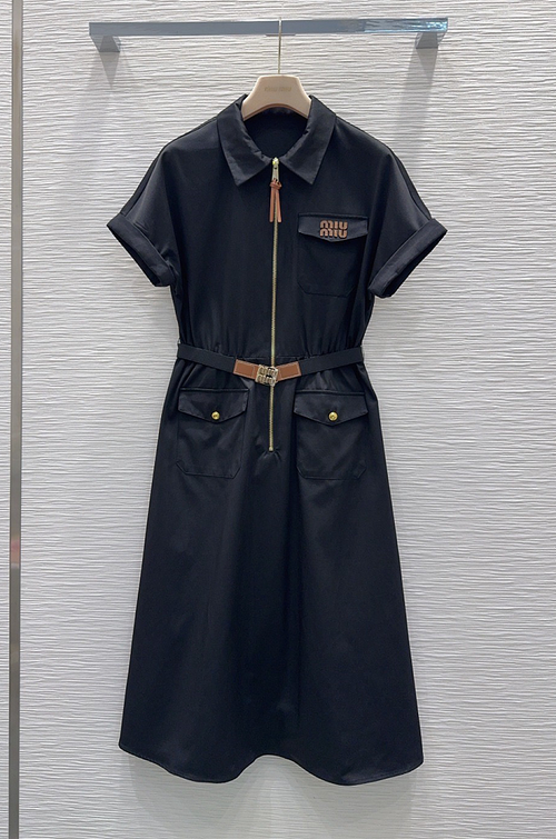 Miu Miu Utility Zip Midi Dress — Belted Edition