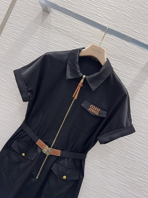 Miu Miu Utility Zip Midi Dress — Belted Edition
