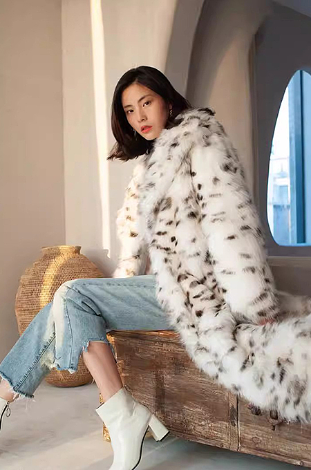 “Frost Étoile” Snow Leopard Faux Fur Maxi Coat
