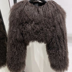 “Plush Prism” Mongolian Curly Faux Fur Cropped Jacket
