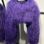 “Plush Prism” Mongolian Curly Faux Fur Cropped Jacket