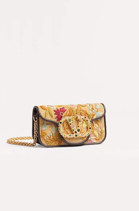 Valentino Garavani Locò Small Embroidered Shoulder Bag with Swarovski® Detail