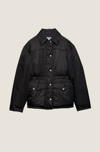 Prada Noir Cinched Technical Satin Utility Jacket