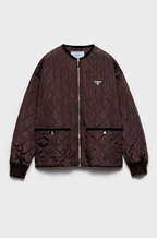 Prada Quilted Cocoa Re-Nylon Bomber Jacket