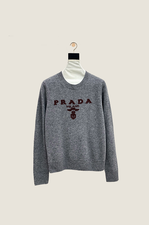 Prada Milano Heritage Wool Logo Knit Pullover