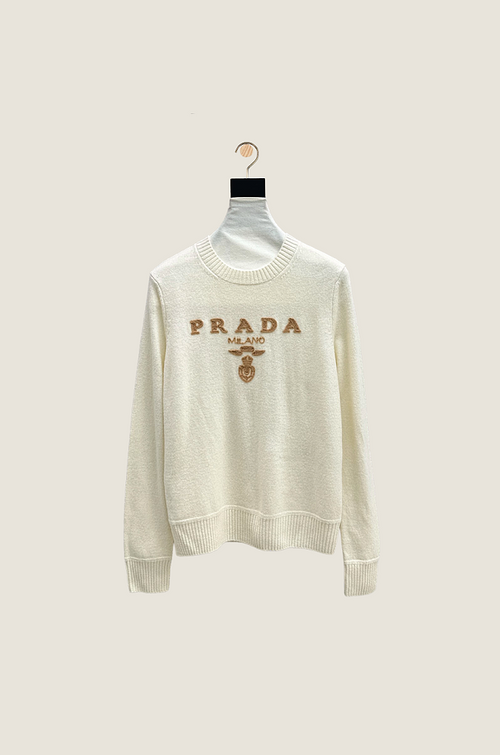 Prada Milano Heritage Wool Logo Knit Pullover