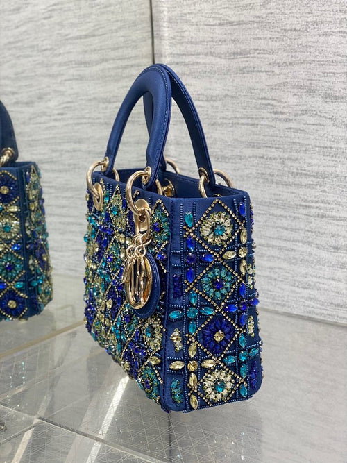 Christian Dior Metallic Rhinestone Handle Bag