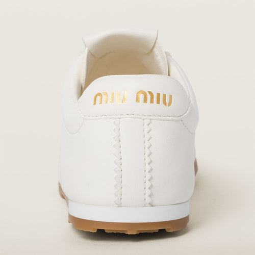 Miu Miu Plume Leather Low-Profile Sneakers – Ivoire Lumière
