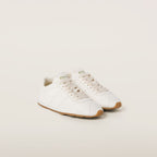 Miu Miu Plume Leather Low-Profile Sneakers – Ivoire Lumière