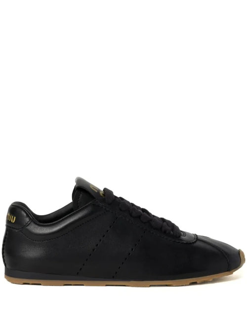Miu Miu Plume Leather Low-Profile Sneakers – Noir Absolu