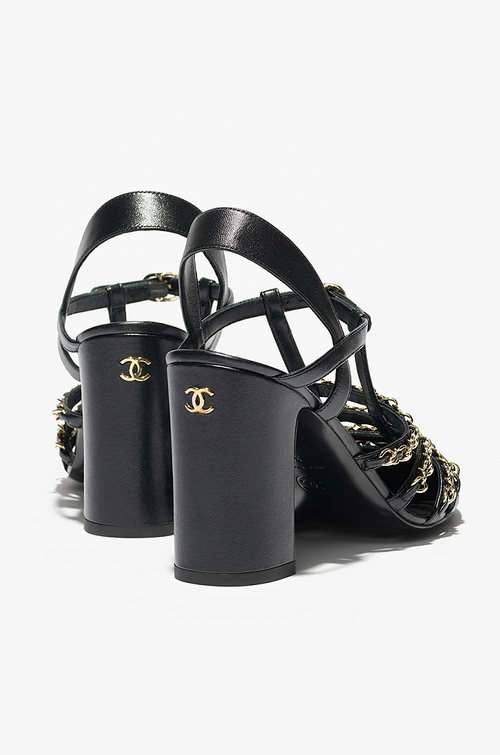 Chanel “Chaînes de Minuit” Patent Leather Heeled Sandal