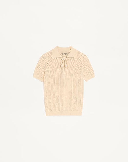 Valentino – Écru Élégance Knit Polo Top