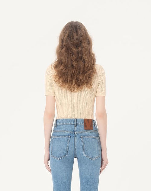 Valentino – Écru Élégance Knit Polo Top