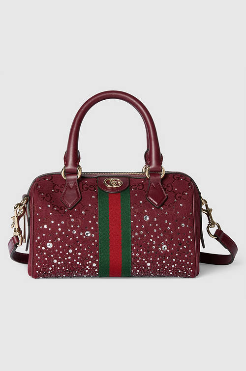 Gucci Ophidia Crystals Small Boston Bag