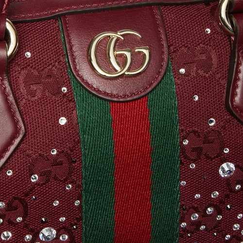 Gucci Ophidia Crystals Small Boston Bag