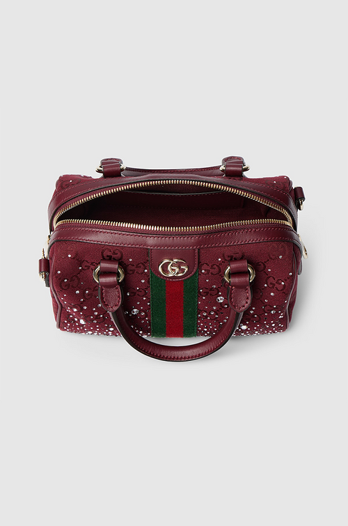 Gucci Ophidia Crystals Small Boston Bag