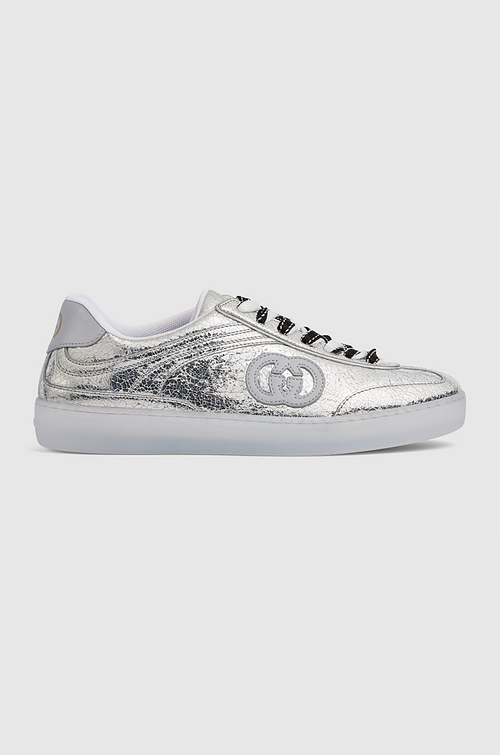 Gucci “Argento Monogram” Metallic Low-Top Sneakers