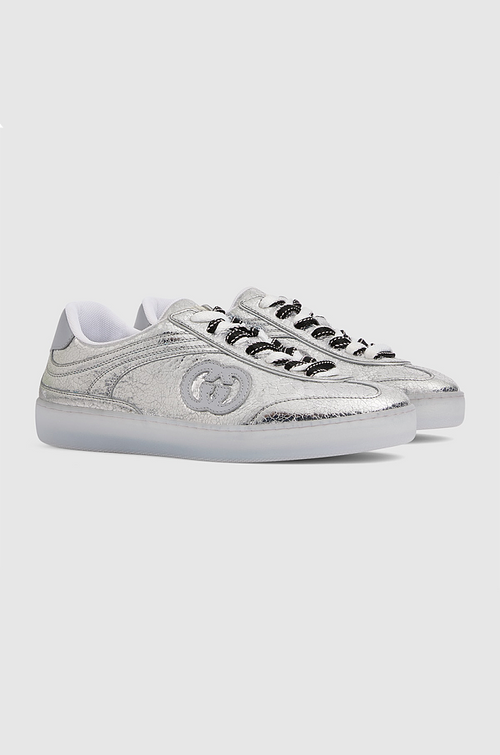 Gucci “Argento Monogram” Metallic Low-Top Sneakers