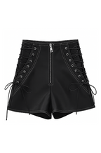 Corset-Lace Luxe Vegan Leather Shorts