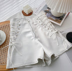 Corset-Lace Luxe Vegan Leather Shorts